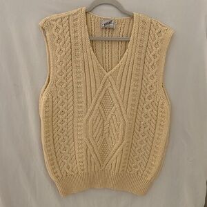 Kerry made in Ireland vintage cable knit vest cream sz large